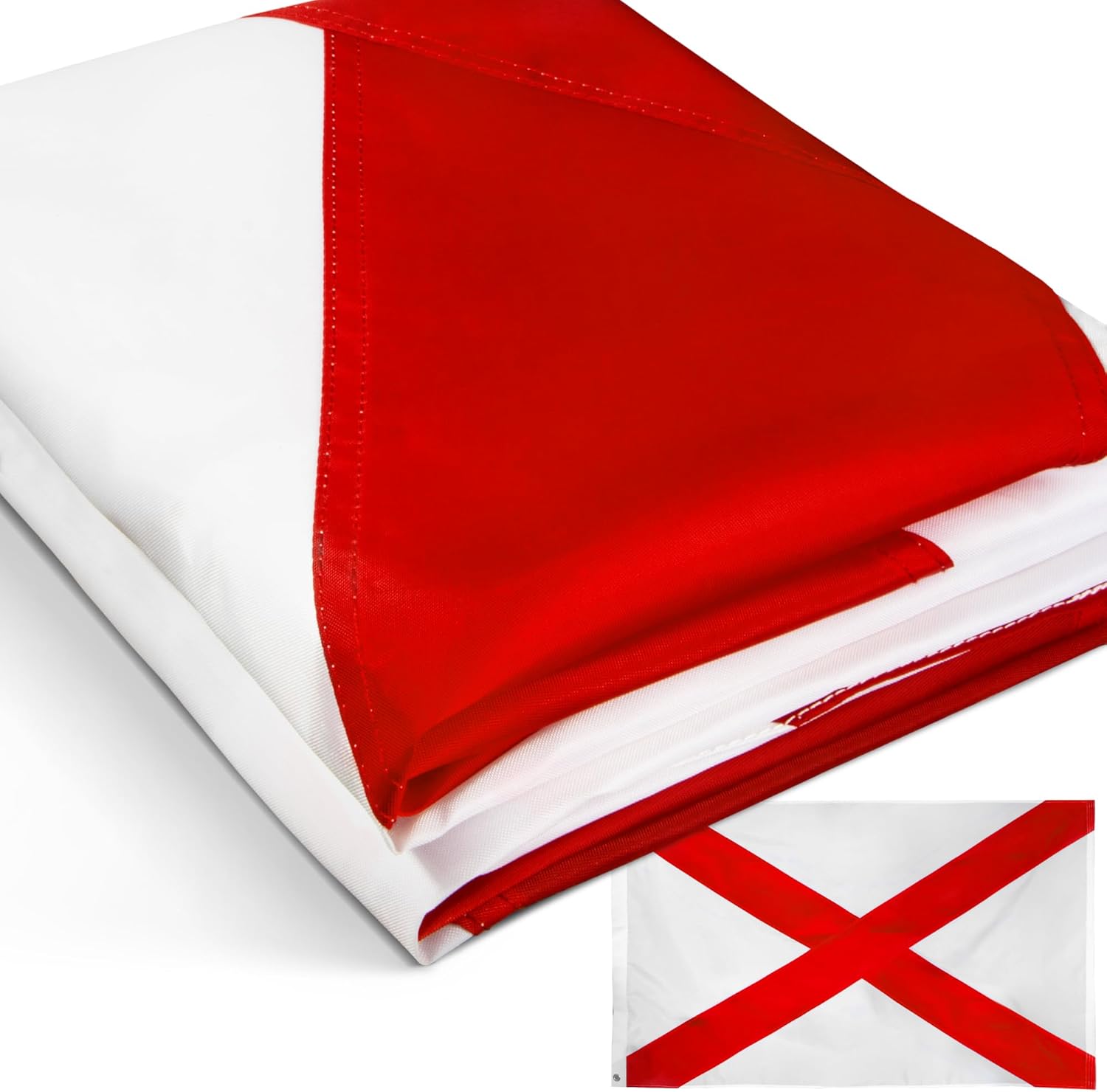 Anley EverStrong Series Embroidered Alabama State Flag 3x5 Ft - Embroidery & Heavy Duty Canvas Header - 4 Rows of Lock Stitching - Alabama AL Flag with Brass Grommets 3 X 5 Ft