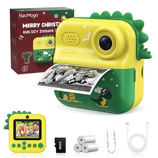 Camara Fotos Infantil Instantanea, 2.4'' HD 1080P Camara Digital para Niños con Tarjeta 32 GB y Papel Fotográfico, Zoom 16x Cámara Instantánea Color, Regalos Juguete para Niños de 3 a 12 Años