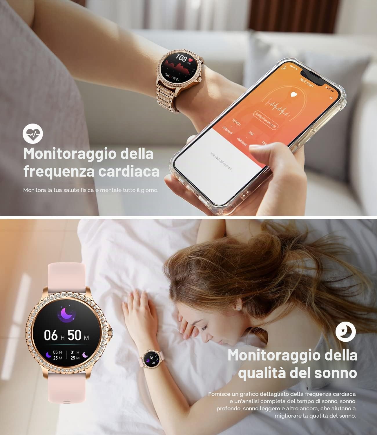 LIGE Smartwatch Donna, 1.32'' Orologio Smartwatch Donna Chiamate e Whatsapp, Smart Watch con Cardiofrequenzimetro Sonno SpO2 Monitor 20 Sportivo, IP67 Impermeabile Contapassi Tracker per Android iOS