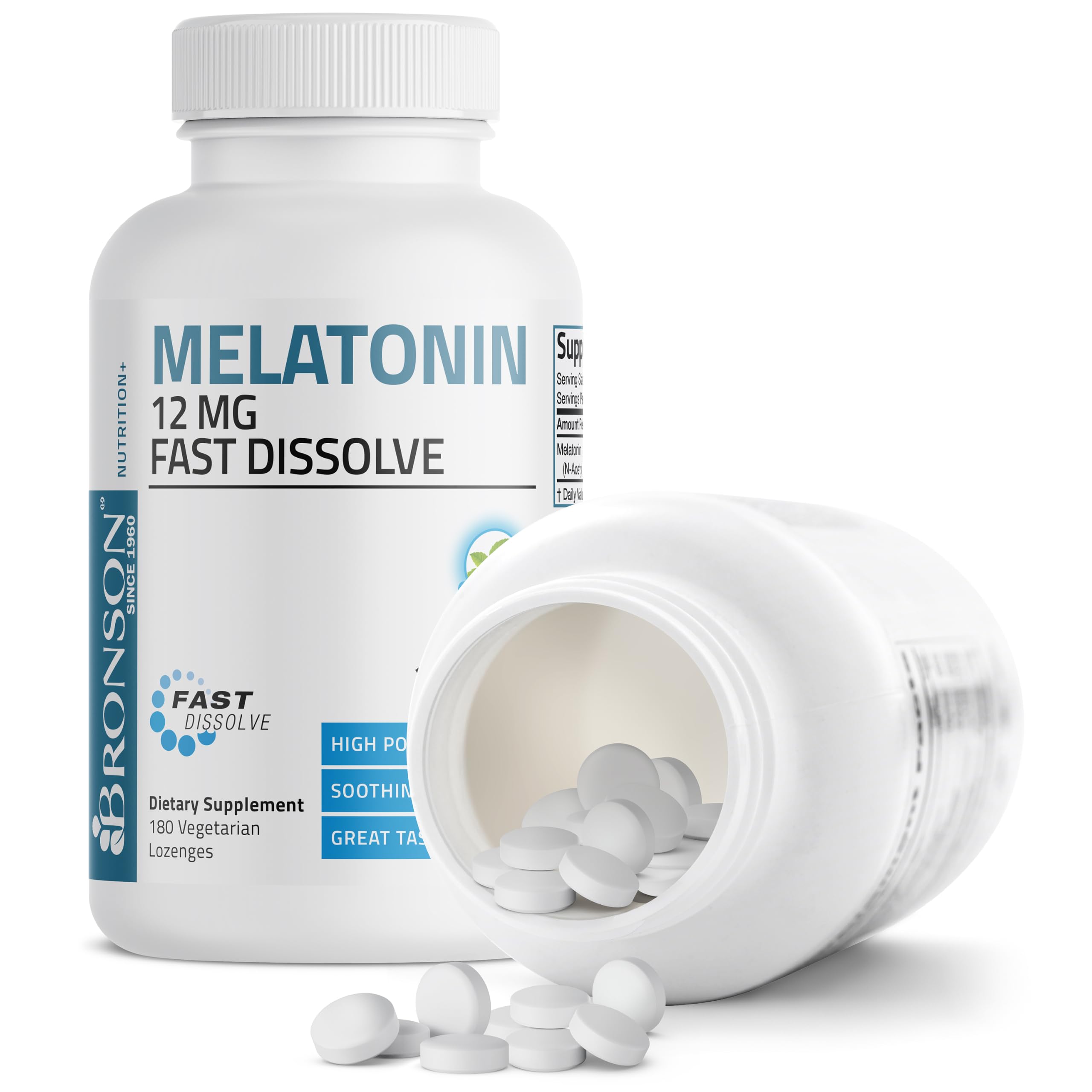 Bronson Melatonin 12 mg Fast Dissolve Sleep Support, 180 Lozenges — Amazon image 6