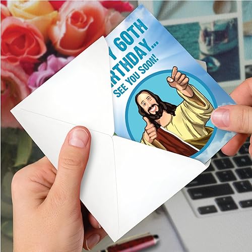 Miniatura 4 de NobleWorks Tarjeta de felicitación de cumpleaños 60 con sobre de 5 x 7 pulgadas (1 tarjeta) See You Soon - 60 C10005MBG