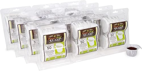 Perfect Pod EZ-Cup Filtros de café de papel con tapa patentada para cafeteras de una sola porción y cápsulas de café, compatibles con Keurig,