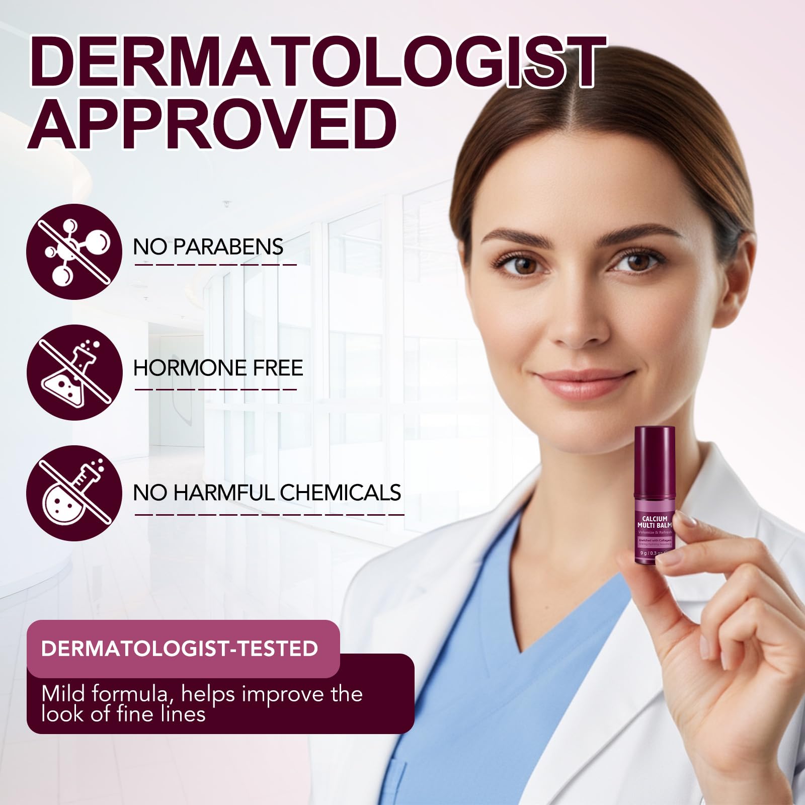 Calcium Multi Balm, Calcium Volume Multi Balm, Arricchito Con Collagene, Cura Idratante, Supporta Forza E Elasticità, Schiarisce La Pelle E Rivitalizzante, Per Occhi, Collo E