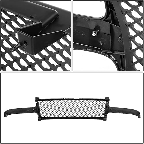 Miniatura 5 de DNA MOTORING GRF-001-T1-MBK Rejilla de parachoques delantero de malla de diamante sin insignias compatible con Silverado 1500 2500 99-02, 00-06