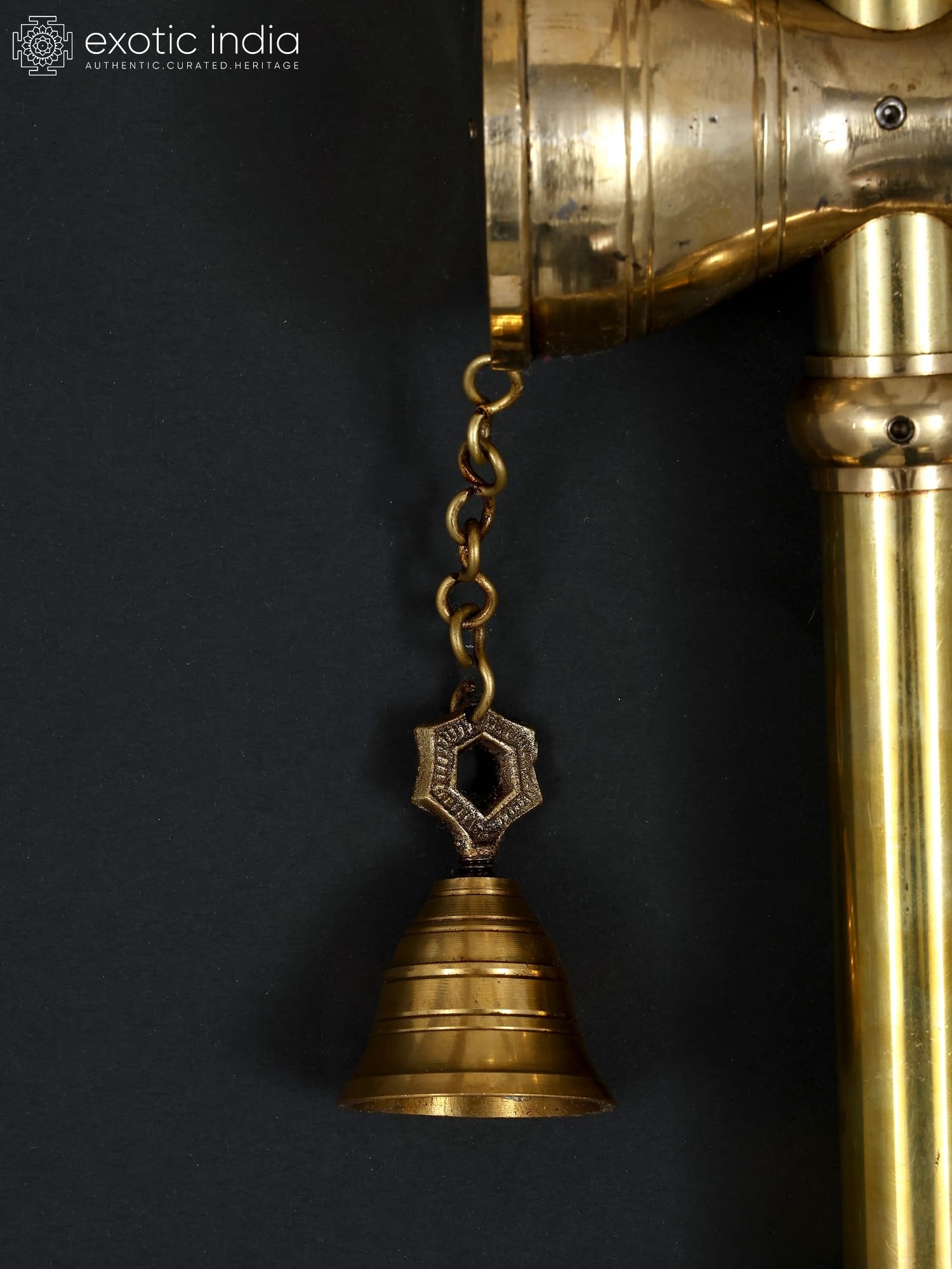 Exotic India Lord Shiva Trishul mosiężna statuetka tradycyjny hinduski trójząb idol do domu świątyni religijnej dekoracji i prezentów (76 cm)