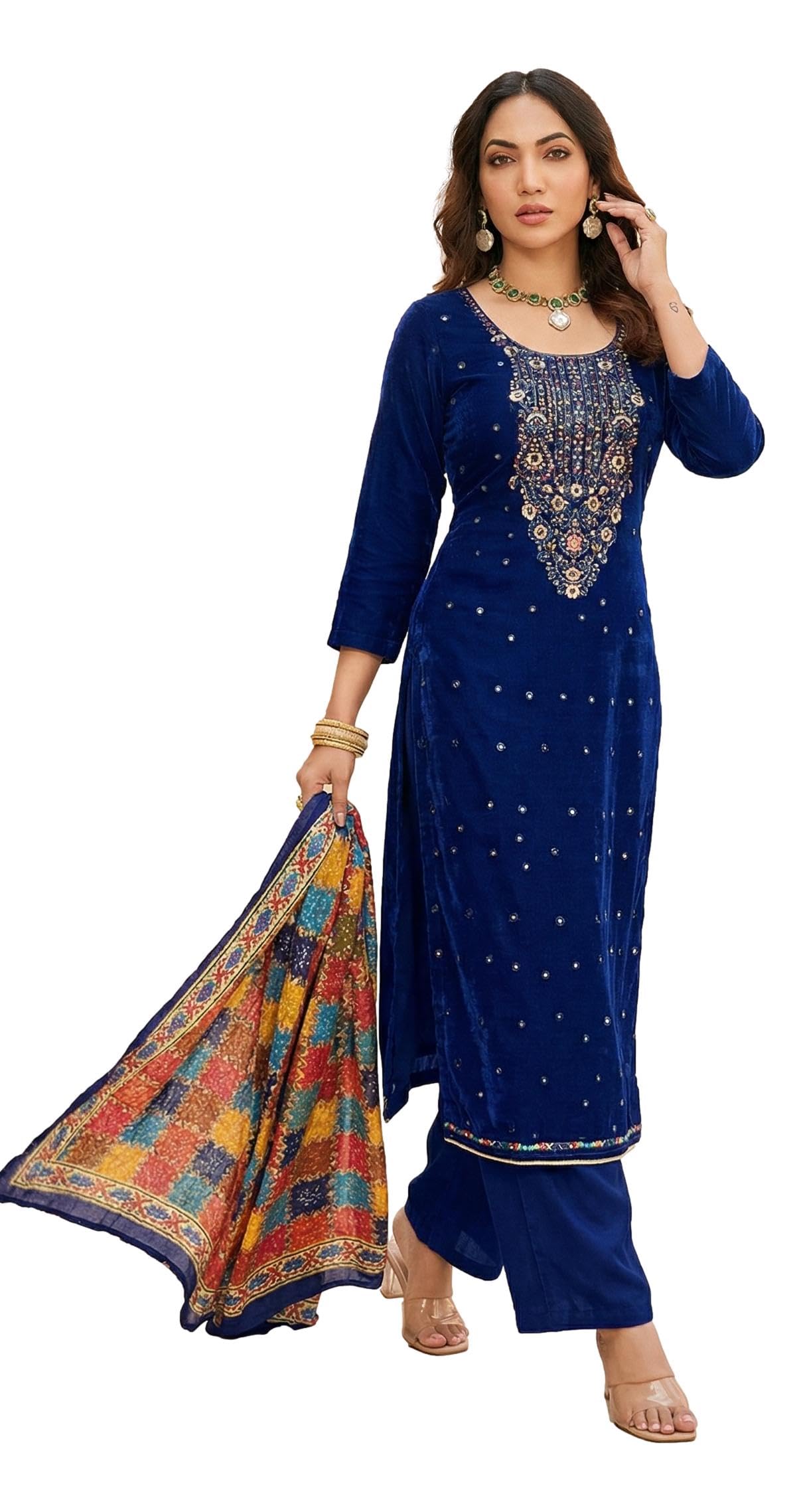 rosaniya Embroided Rayon Cotton Women Dress Material with Jaipuri Printed Crushed Chinon Dupatta (NIVISH10018_Dress Material_Navy Blue_Unstitched)-picture-42