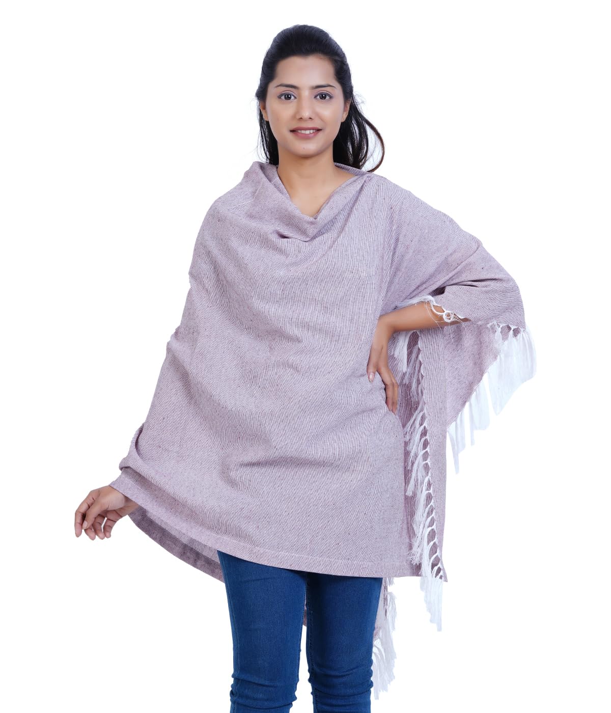 Breastfeeding Shawl/Nursing Cover for Mothers Outdoor 360 Protection Teal and White Striped Fringed Feeding Shawl (Maroon)-image-47