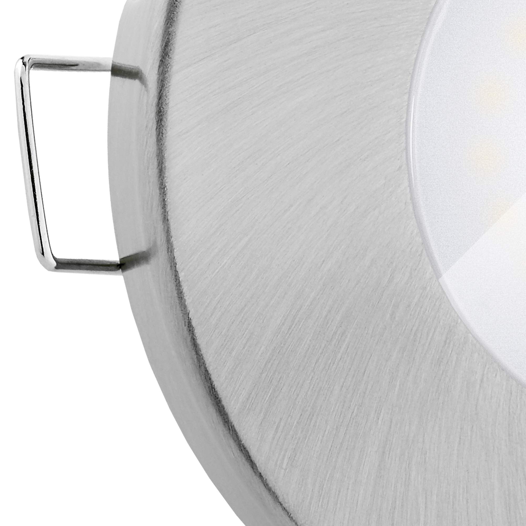 linovum 10 Stück fourSTEP Einbauleuchte LED Bad flach dimmen ohne Dimmer - LED GU10 5W warmweiß 230V - Spot IP65 gebürstet