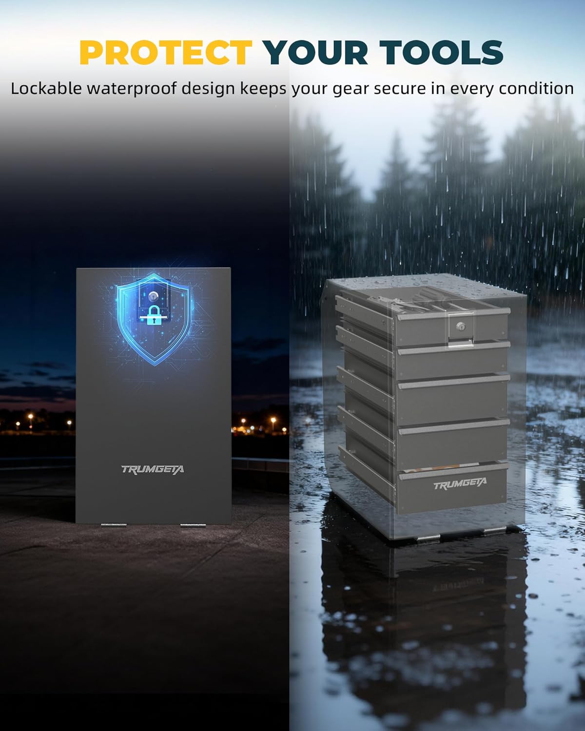 Steel Truck Bed Tool Box Fit for 2024–2026 Toyota Tacoma, No-Drill Installation 5-Drawer Organizer, Lockable Waterproof Design, 110 lbs Load Capacity, Jobsite/Contractor Use