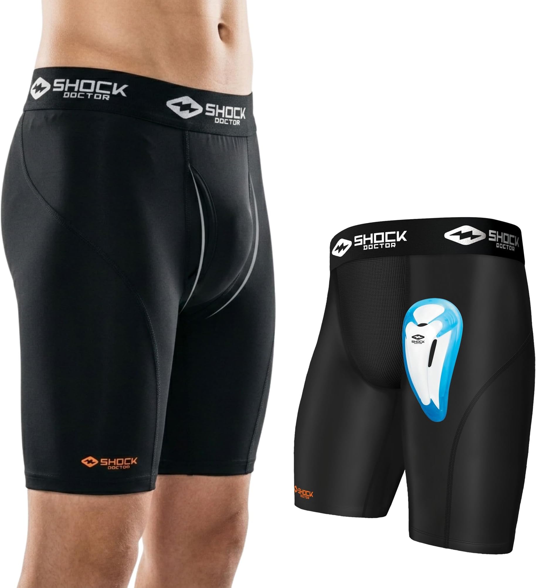 Adult Compression Short with Bio-Flex Protective Cup, Baseball, Hockey, Softball, Lacrosse, Football, and Soccer