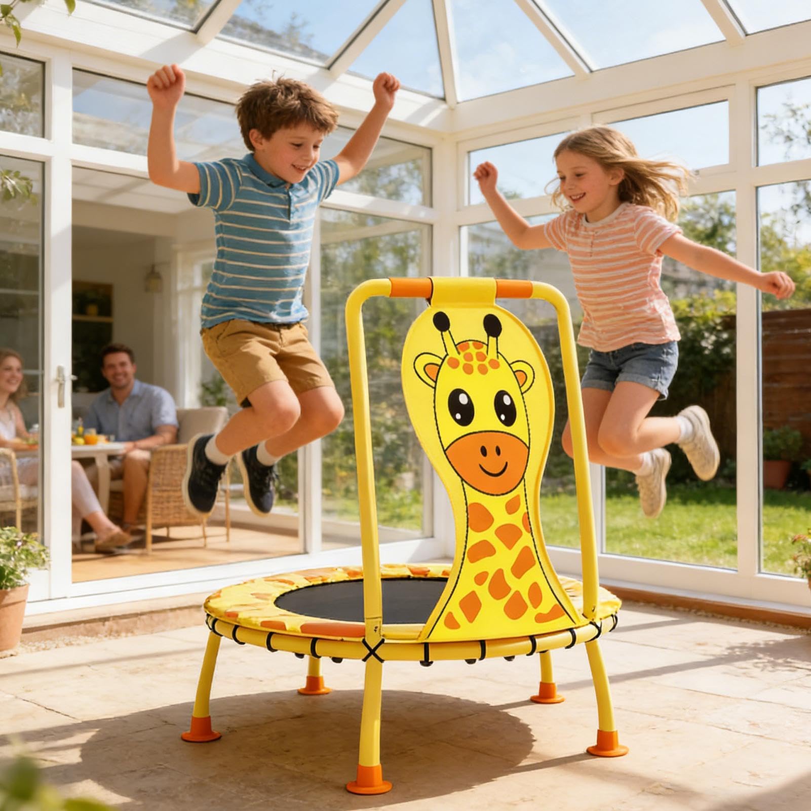 Kindertrampolin – 39 Zoll Safe Fitness Rebounder | Stahl Active Jumping Toy – 5050 g verzinkter Rahmen mit langlebigem PP Cloth, perfekt für 1-6 Jahre alte Mädchen Enjoying Backyard Training.