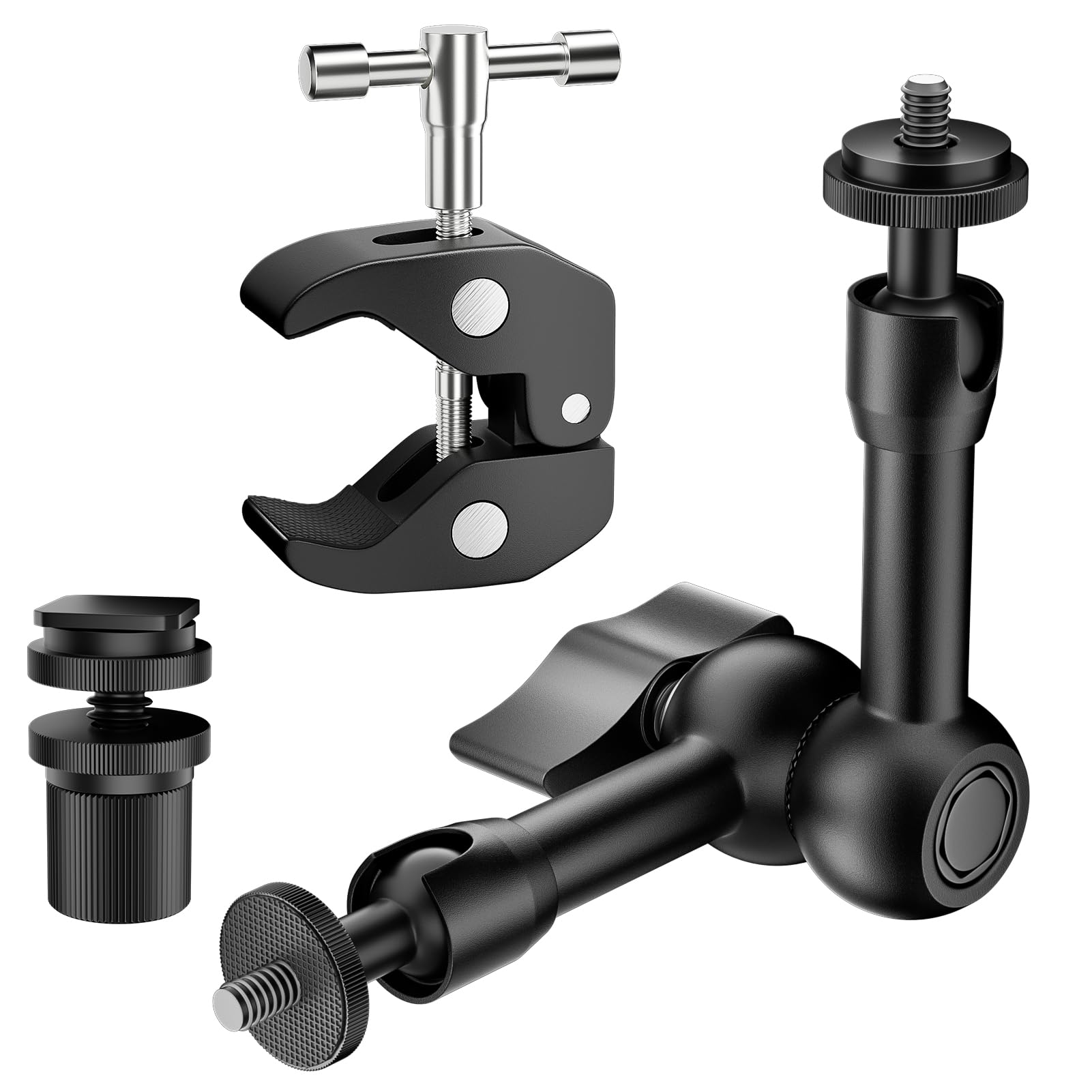 EMART 6inch Articulating Magic Arm Camera Mount with Super Clamp, Friction Power Adjustable Camera Mounts & Clamps with Magicarm and Cold Shoe for Photography/Videography/Webcam/Flash Light-image-5
