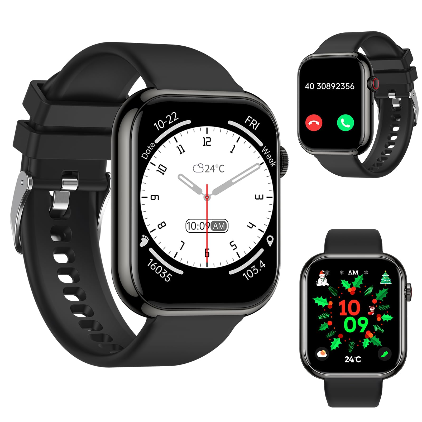 Reloj Inteligente Hombre Mujer con Función de Llamada - 1,85" Smartwatch Fitness con Monitor de Frecuencia Cardíaca/SpO2/Sueño, Rastreador 113+ Deportes,Resistente al Agua IP68, para Android/iOS