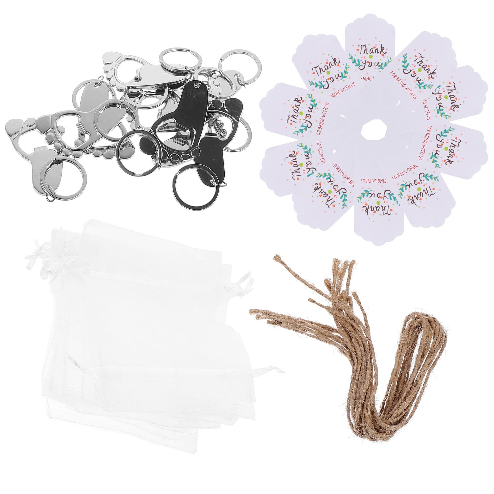 10 Juegos de Regalos para Fiesta de Shower con Abridores de Botellas en Forma de Huella, Bolsas de Papel y Cuerda, Diseño Delicado y Fácil de Almacenar para Invitados