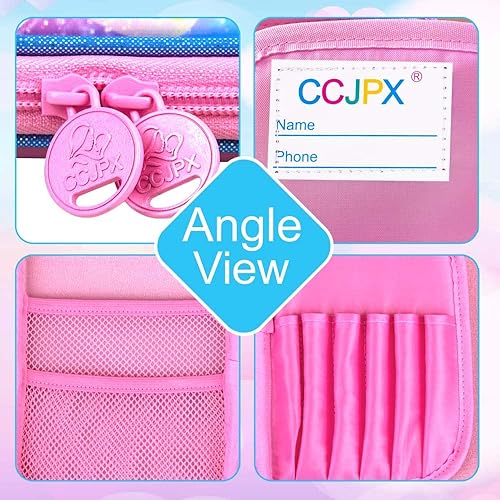 Miniatura 5 de gxtvo Estuche de unicornio para niñas, bonita caja de lápices para niños, bolsa escolar de gran capacidad con doble cremallera