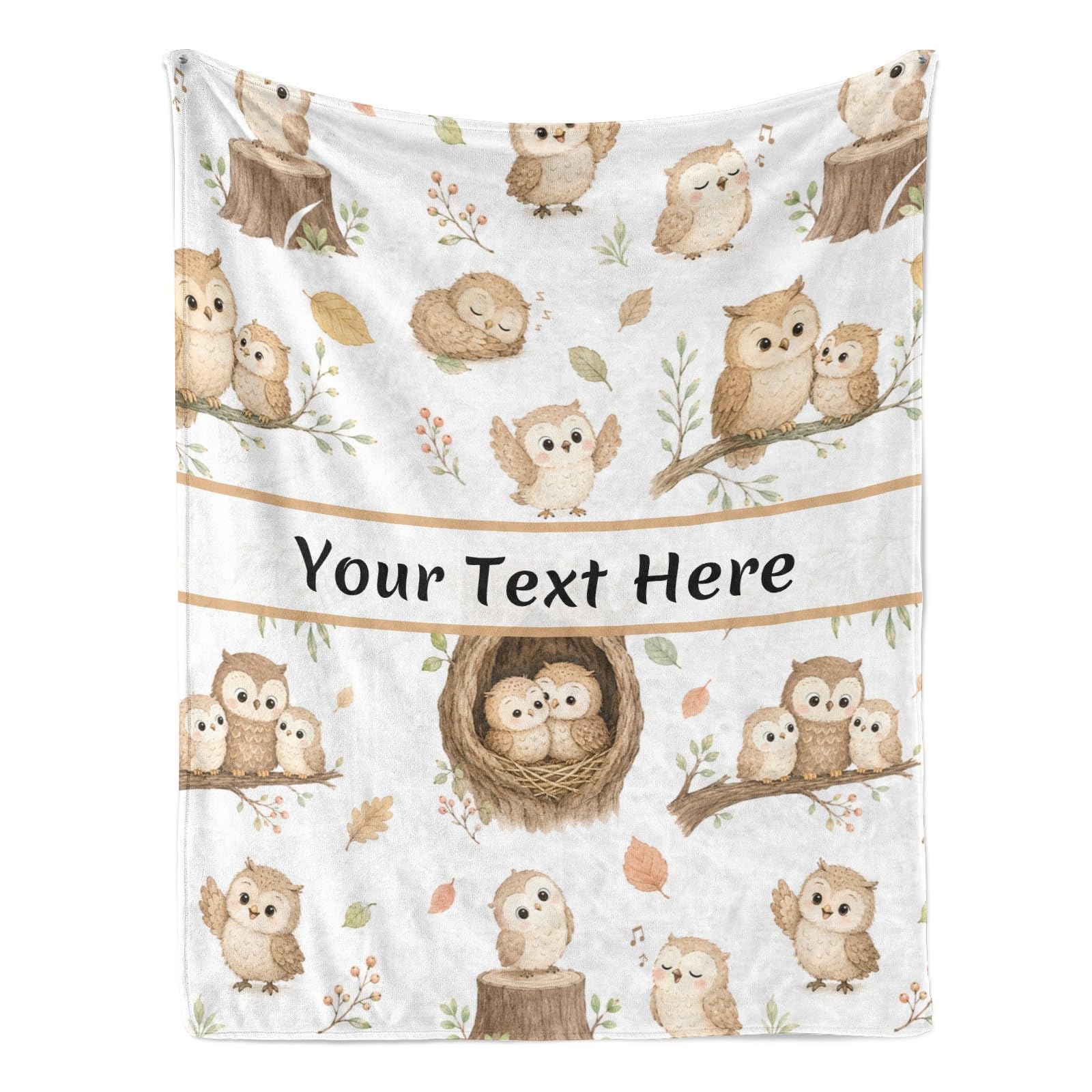 Couverture hibou en flanelle ultra douce aux finitions haut de gamme