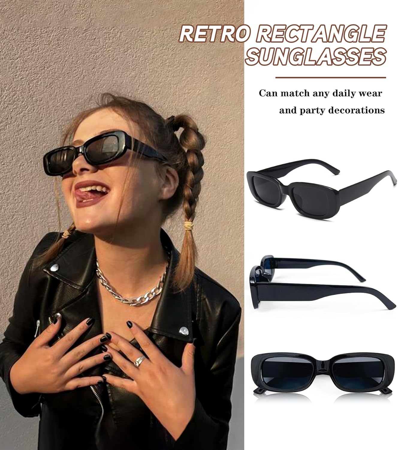 Matcheck 40 Pack Retro Rectangle Sunglasses Bulk Narrow Frame Glasses Wholesale Women Square Eyewear Party Favor Shades - Image 4