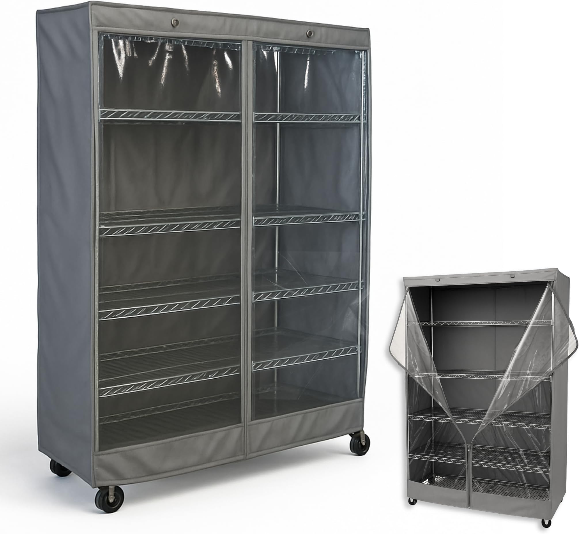 Premium Wire Shelf Cover Clear Front - (48”Wx18”Dx72”H) Shelving Storage Solution Wire Rack Protection - Waterproof Dustproof Fabric, 3 Way Zipper (NO SHELF)
