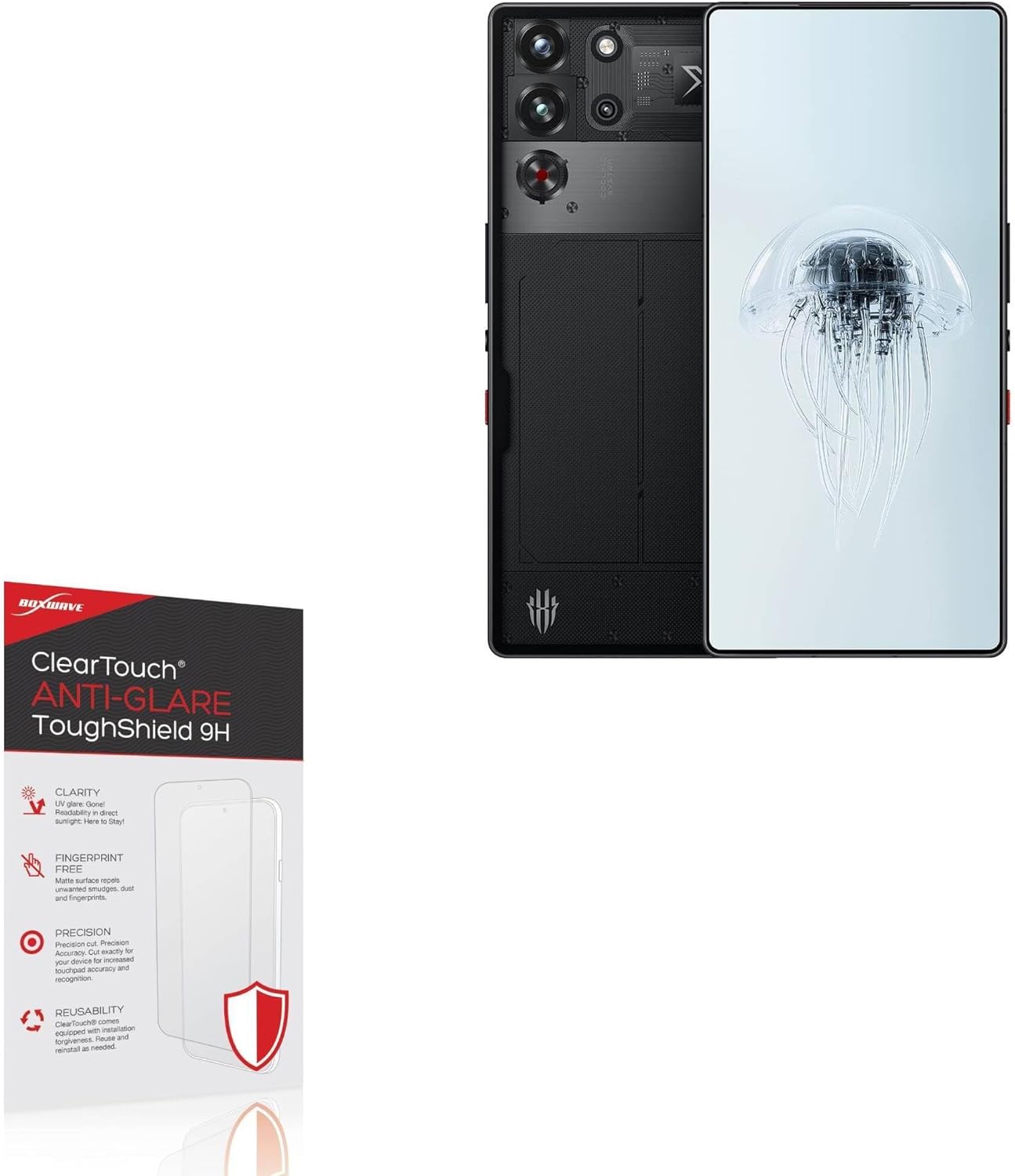 BoxWave Screen Protector Compatible with RedMagic 10 Pro Smartphone 5G - ClearTouch Anti-Glare ToughShield 9H (2-Pack), Anti-Glare 9H Tough Flexible Film Screen Protector