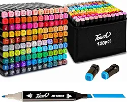 Canetas para Pintar Bobbie 120 Cores, para Livro de Colorir, Marcador - Canetinhas Ponta Dupla, Secagem Rápida, Base de Álcool, Não Tóxicas - Para Presente Criativo Antiestresse Premium (60)