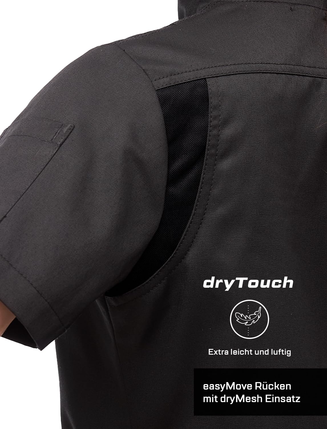 strongAnt Damen Kochjacke kurzarm oder langarm inkl. Kugelknöpfe aus easyClean Baumwolle. Kochuniform, Bäckerjacke. Farbe: Schwarz, Grau, Weiß