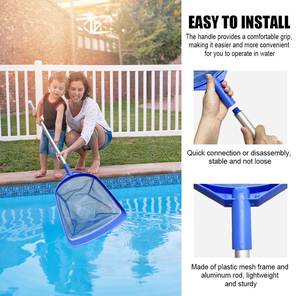 Épuisette Piscine Maille Extra Fine 43x30cm Avec Perche Aluminium 38cm - Nettoyage Surface Et Fond Spa Piscine