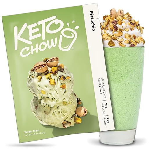 Keto Chow Pistachio | Keto Meal Replacement Shake Powder | Nutritionally Complete Keto Food | Low Carb Keto Meals | Delicious Easy Meal Substitute Drink | Protein Rich You Choose The Fat| Single Meal Sample