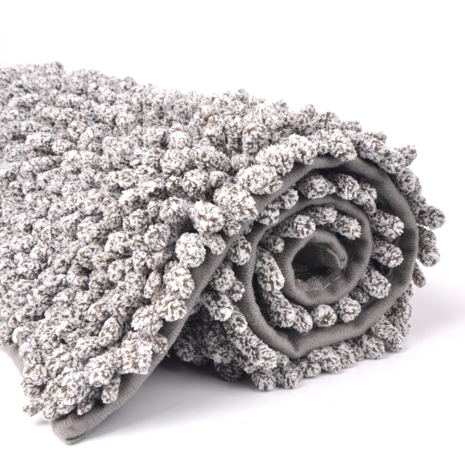 Photo 1 of 2 Pieces Bathroom Rugs Bath Luxury Cation Process Mat Set,Thick Soft Fast Drying Chenille Floor Mats , Non Slip Bathtub Mats Super Absorbent Rugs (Grey, 16x24inches) Greywhite 16x24inch