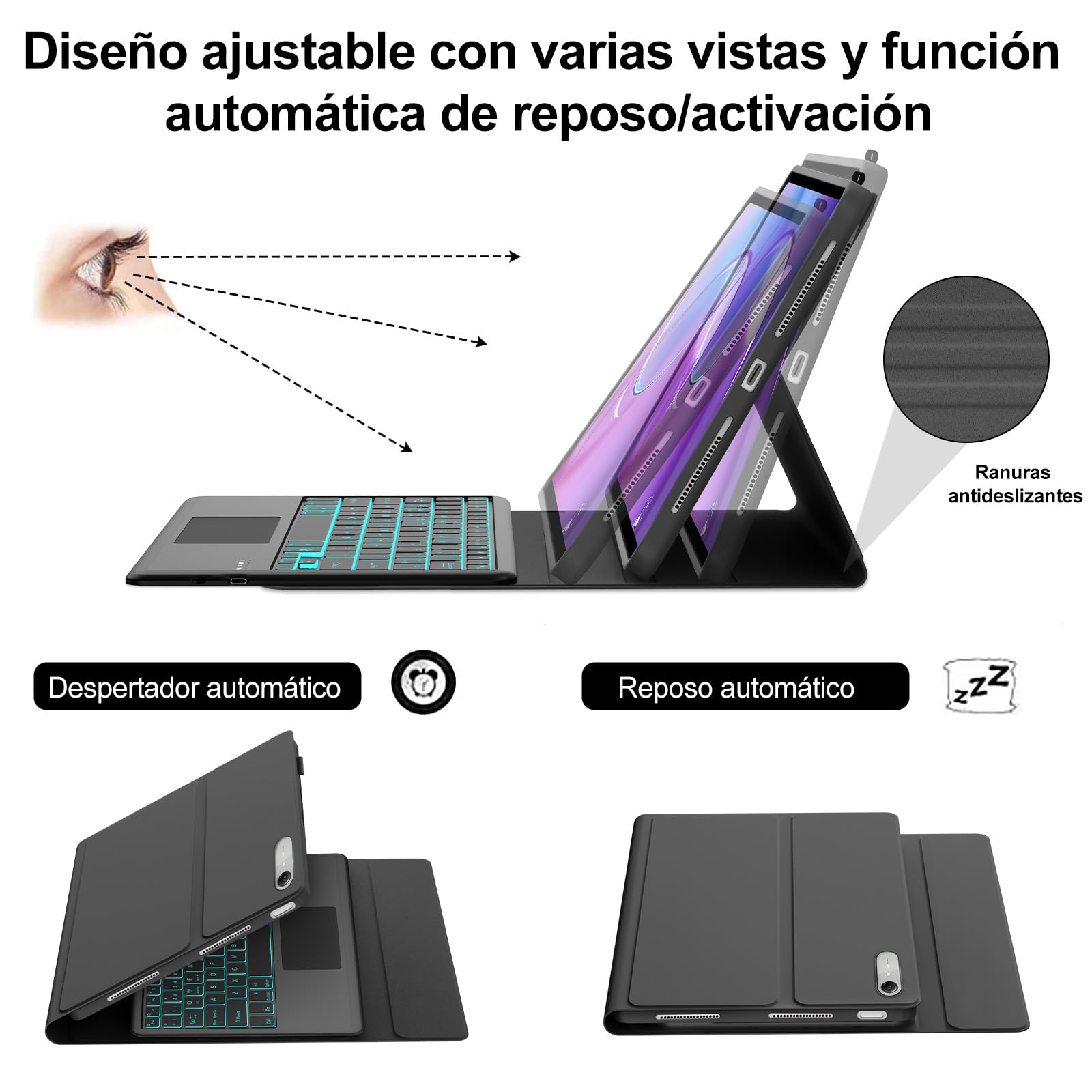 Teclado Funda para Lenovo Idea Tab Pro Gen 2 2026 13 pulgadas con Touchpad | Capa keyboard Trackpad Español Ñ Retroiluminado Desmontable Bluetooth para Lenovo Idea Tab Pro Gen 2 TB390FU, Negro