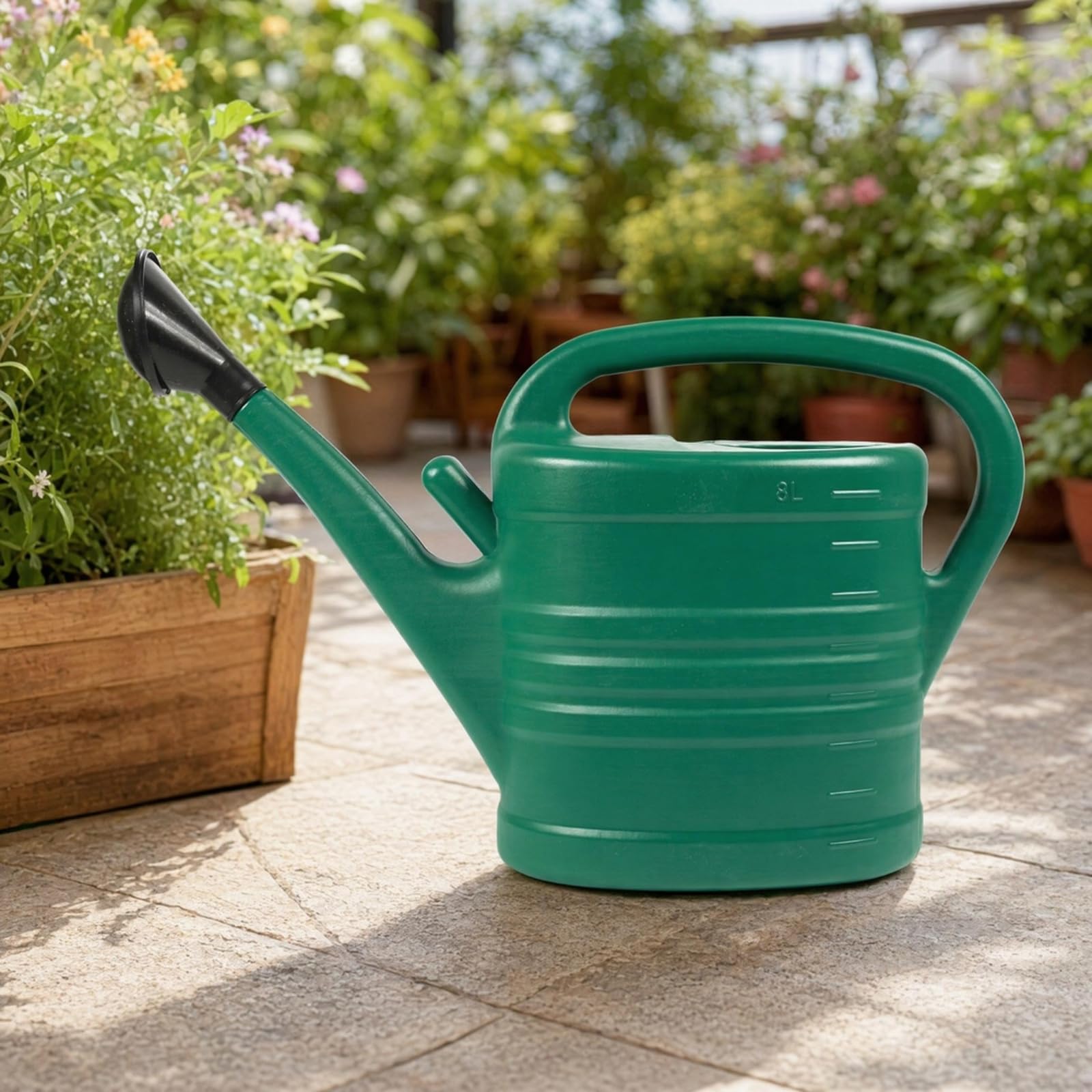 Regadera con Roseta Graduada Regadera Plástico Ligera Jardinería para Jardineros, Balcón, Invernadero, 8L Capacity