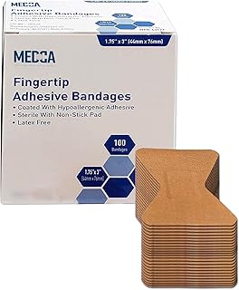 Flexible Fabric Finger Bandages - 100 Count Box of Flex Fabric Adhesive Bandages Cuts, Scrapes, Care and to Protect Wounds