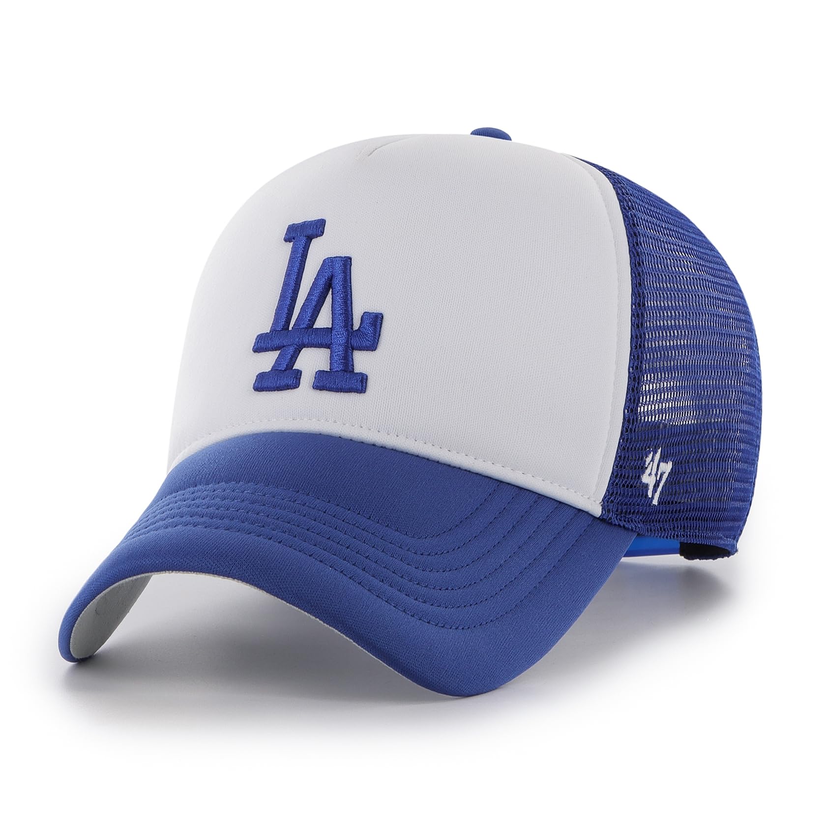 47 Los Angeles Dodgers White Royal MLB Tri Tone Foam Offside Trucker Cap - One-Size
