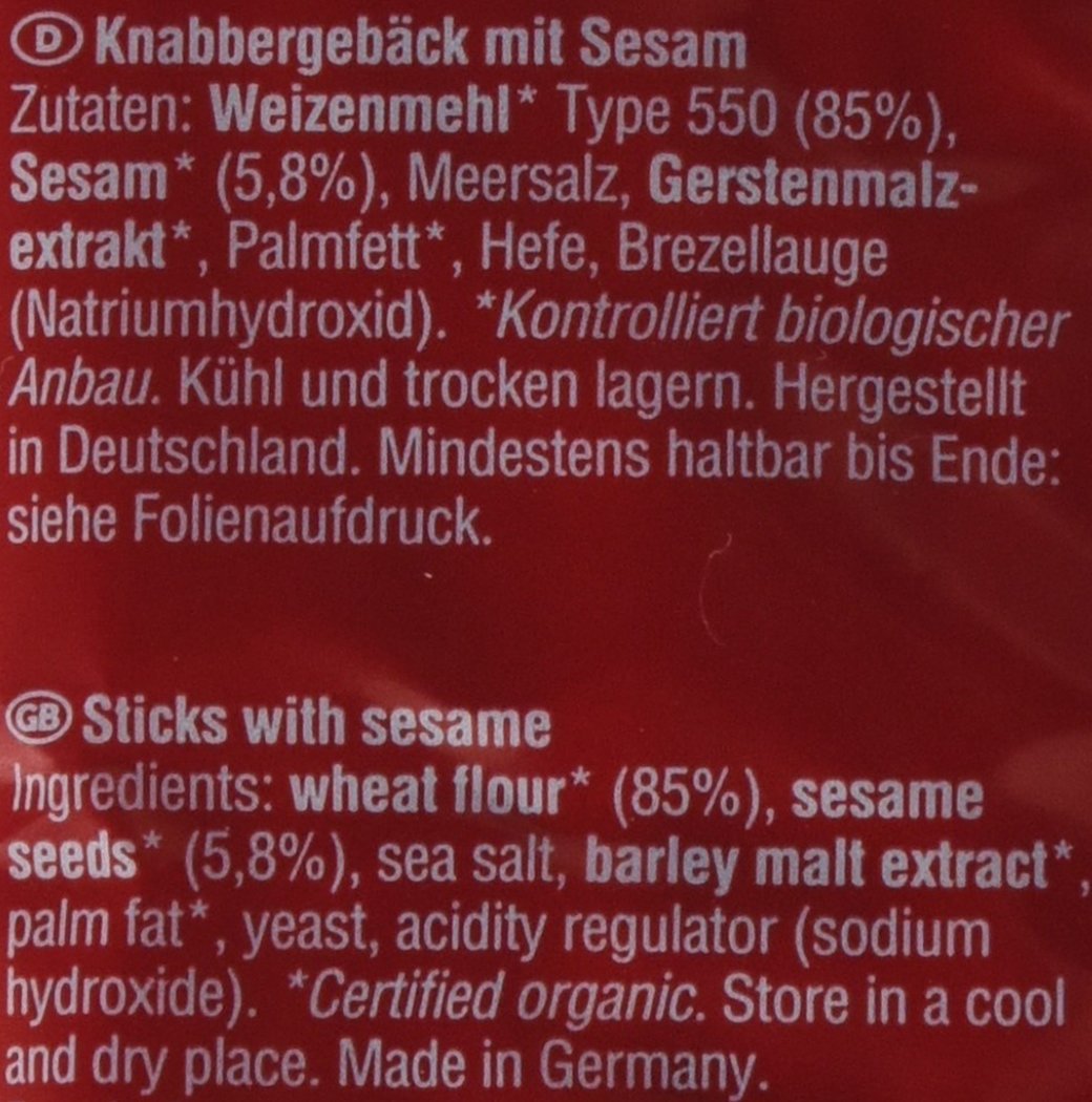 HUOBER Bio Longsticks, Sesam, 12er Pack (12 x 150 g)