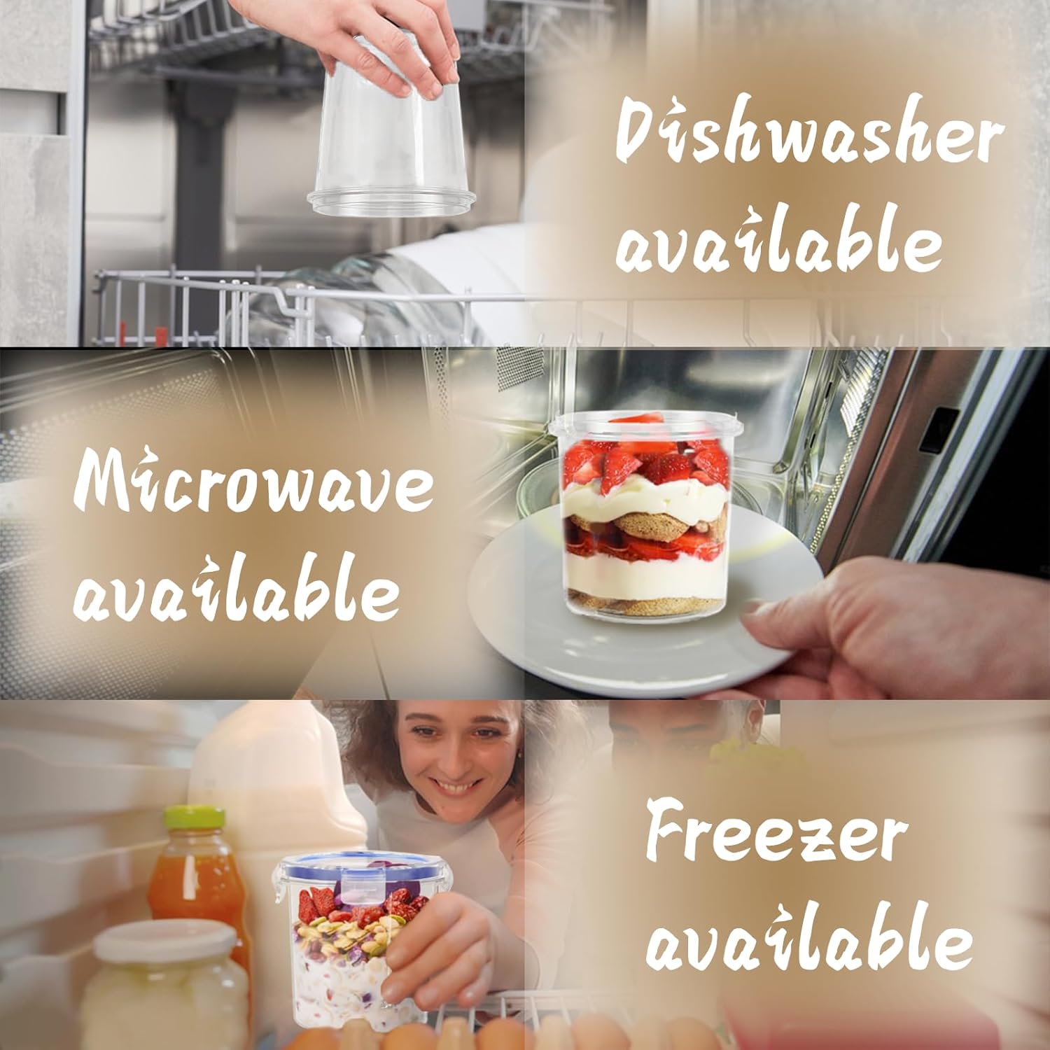 Szsrcywd 4 Pcs Overnight Oats Containers with Lids,16 oz Plastic Oatmeal Prep Container Jars,Reusable Cereal Yogurt Fruit Storage Cups for Breakfast Lunch Picnics - Image 4