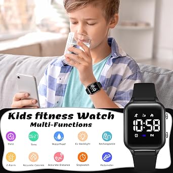 LAVAREDO Kids Digital Watches for Boys Girls,Waterproof Sport Watch with Pedometer Stopwatch Vibration Alarm for Ages 5-13,No App Fitness Tracker Watch for Kids Teens Birthday Gifts
