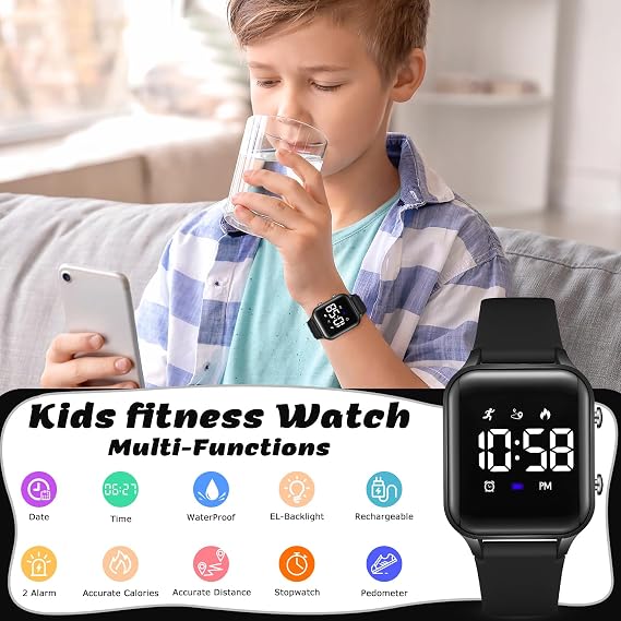 LAVAREDO Kids Digital Watches for Boys Girls,Waterproof Sport Watch with Pedometer Stopwatch Vibration Alarm for Ages 5-13,No App Fitness Tracker Watch for Kids Teens Birthday Gifts