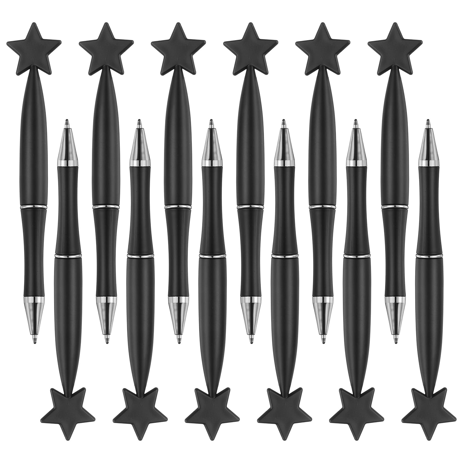 PATIKIL 12 Pcs Star Ballpoint Pens, 1.0mm Tip Cute Twist Writing Pens Black Ink for Home Office Writing Supplies Valentine's Christmas Wedding Party Gifts, Black