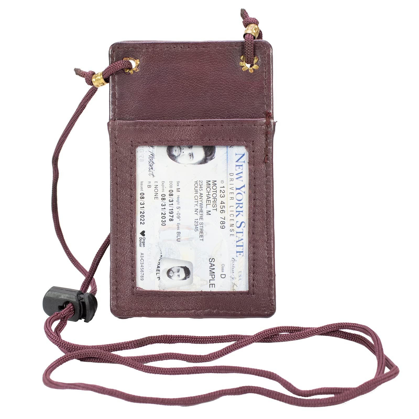 Paul Walter-New Genuine Leather ID Holder Neck Strap Wallet Pouch Card Organizer Office,School,Work,College