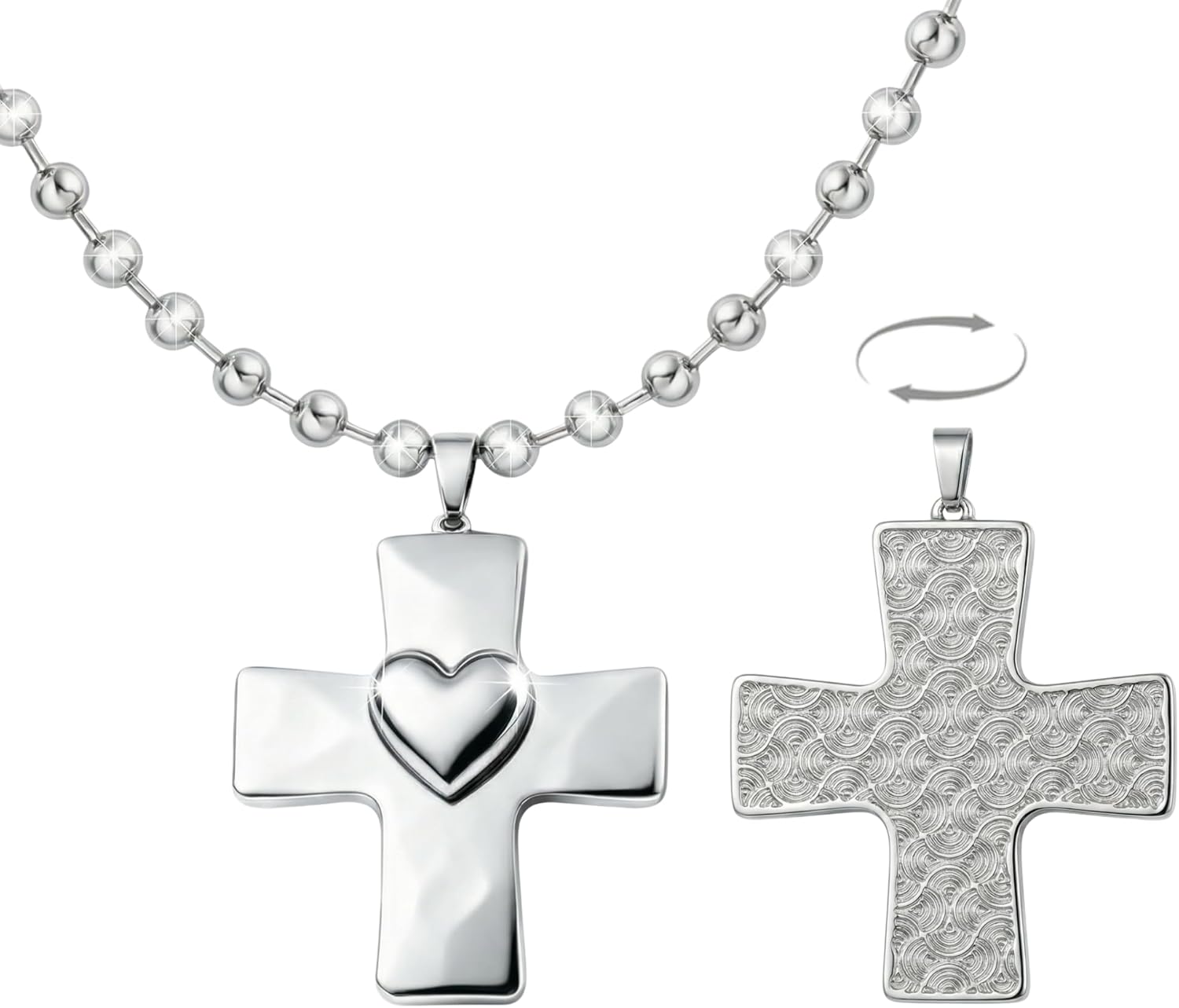 S925 Sterling Silver Chunky Cross Necklace for Women, Large Cross Pendant with Toggle Clasp Chain 18"-20", Bold Faith Jewelry for Daily Wear, Gift for Her (Multiple Styles)