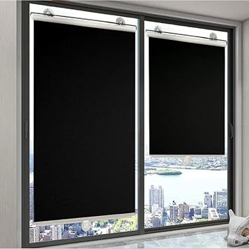 Suction Cup Roller Blinds for Windows,Blackout Sunshade Roller Shades,Retractable Portable Curtains,Privacy Screens,No Drilling Required,for Home,Width x Length (74cm x 140cm)