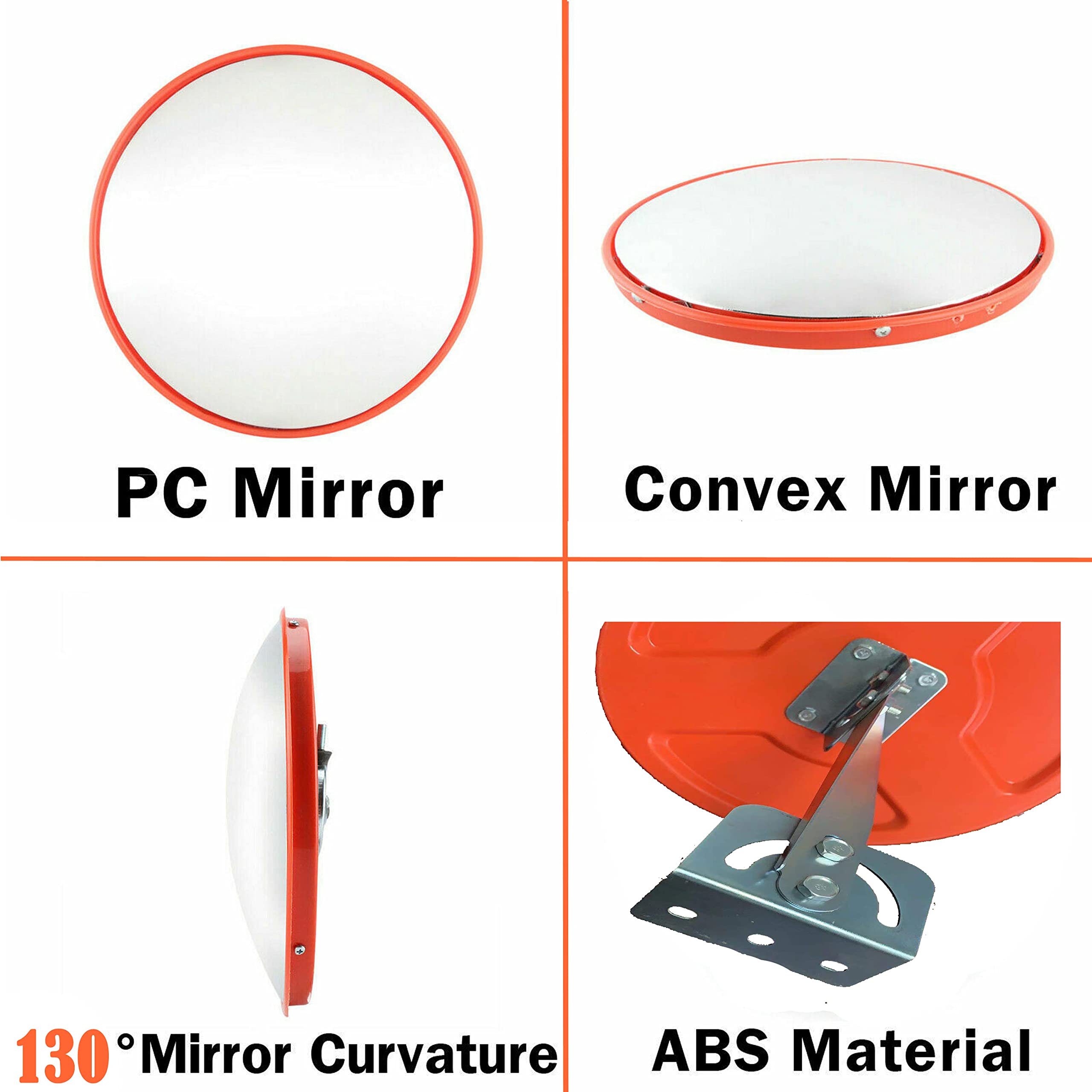 Fish Eye Mirror Wide Angle Security Curved Convex Road Mirror Traffic Driveway Safety Convex Mirror Automobiles Roadway Tool Decor 30cm/12 Convex Mirror Indoor