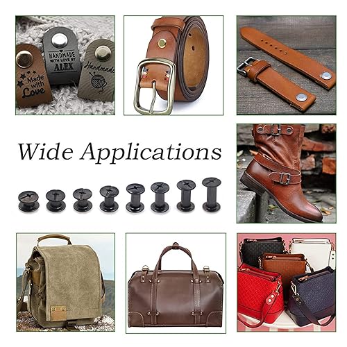 Miniatura 2 de 50 Sets M5*6 Pistola Negro Chicago Tornillo Kit Remaches de Cuero Remaches Tornillo Chicago Botones DIY Cuero Trim