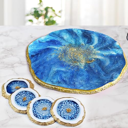 Miniatura 4 de Moldes de bandeja de resina, molde redondo de resina, para manualidades de resina, bandeja de joyería, decoración del hogar (kit de bandeja