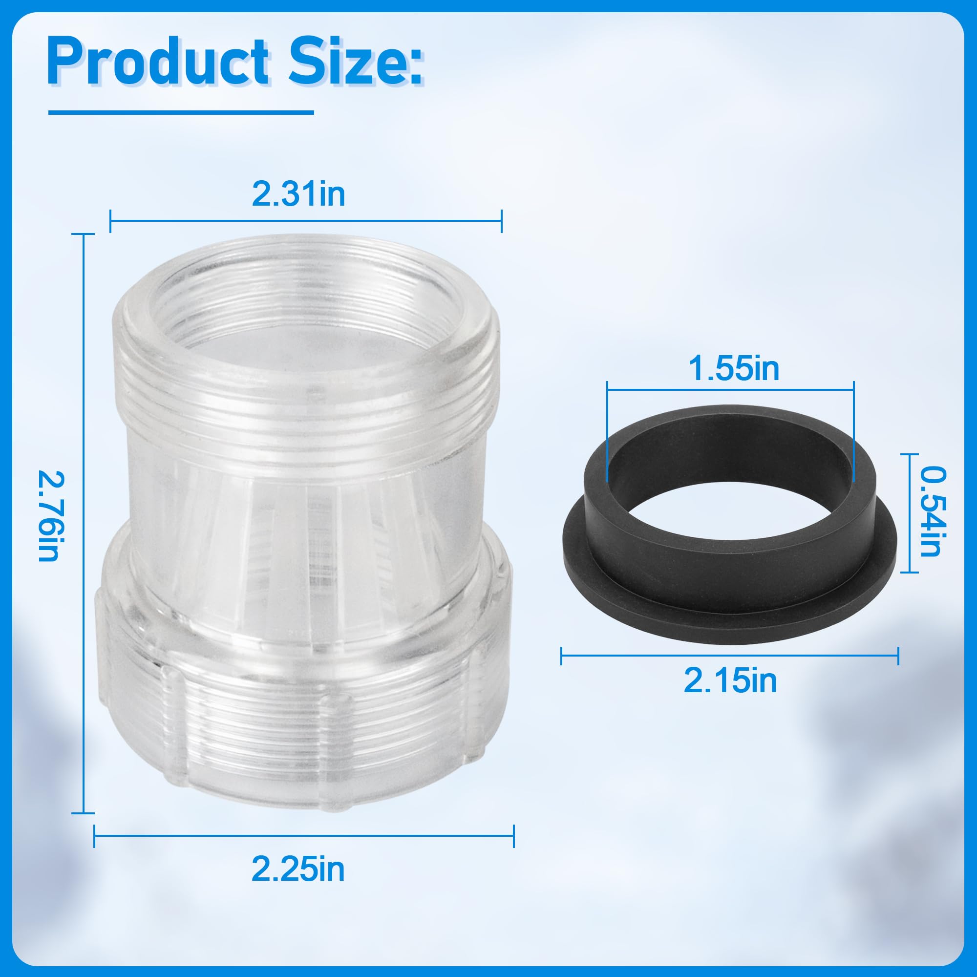 SF90110-1 Ersatz-Laubfalle für Intex 1500 GPH Sandfilterpumpe, oberirdischer Pool-Filterpumpenteil, Schlauchanschluss mit 11228 L-förmiger O-Ring-Dichtung, passend für Intex 25,4 cm Filterpumpe