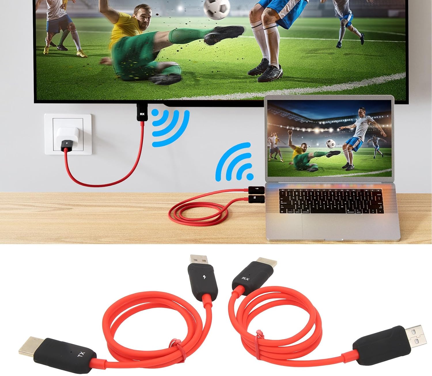 Wireless HD Multimedia Interface Transmitter Receiver Adapter Fast Transmission Ideal for Home Entertainment (Black)