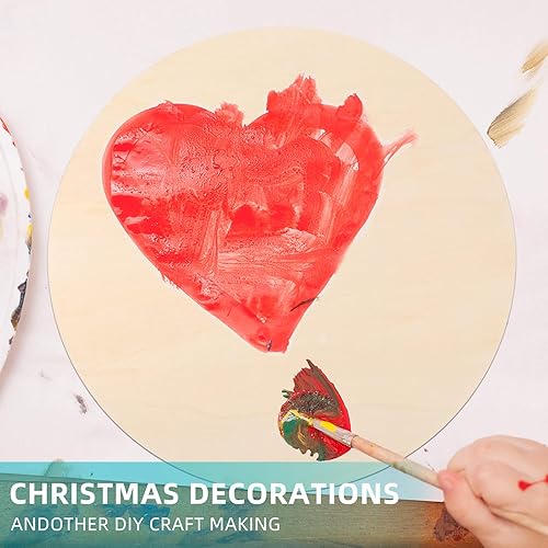 Miniatura 9 de Jetec 4 círculos redondos de madera de 30 pulgadas para manualidades, recortes de madera, discos de madera sin terminar, redondos de madera para