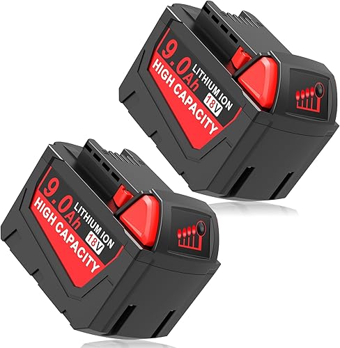 Paquete de 2 baterías de litio M-18 9000mAh 18V de repuesto para Milwaukee M-18 48-11-1840 48-11-1828 48-11-1820 48-11-1815 48-11-1850 48-11-1890