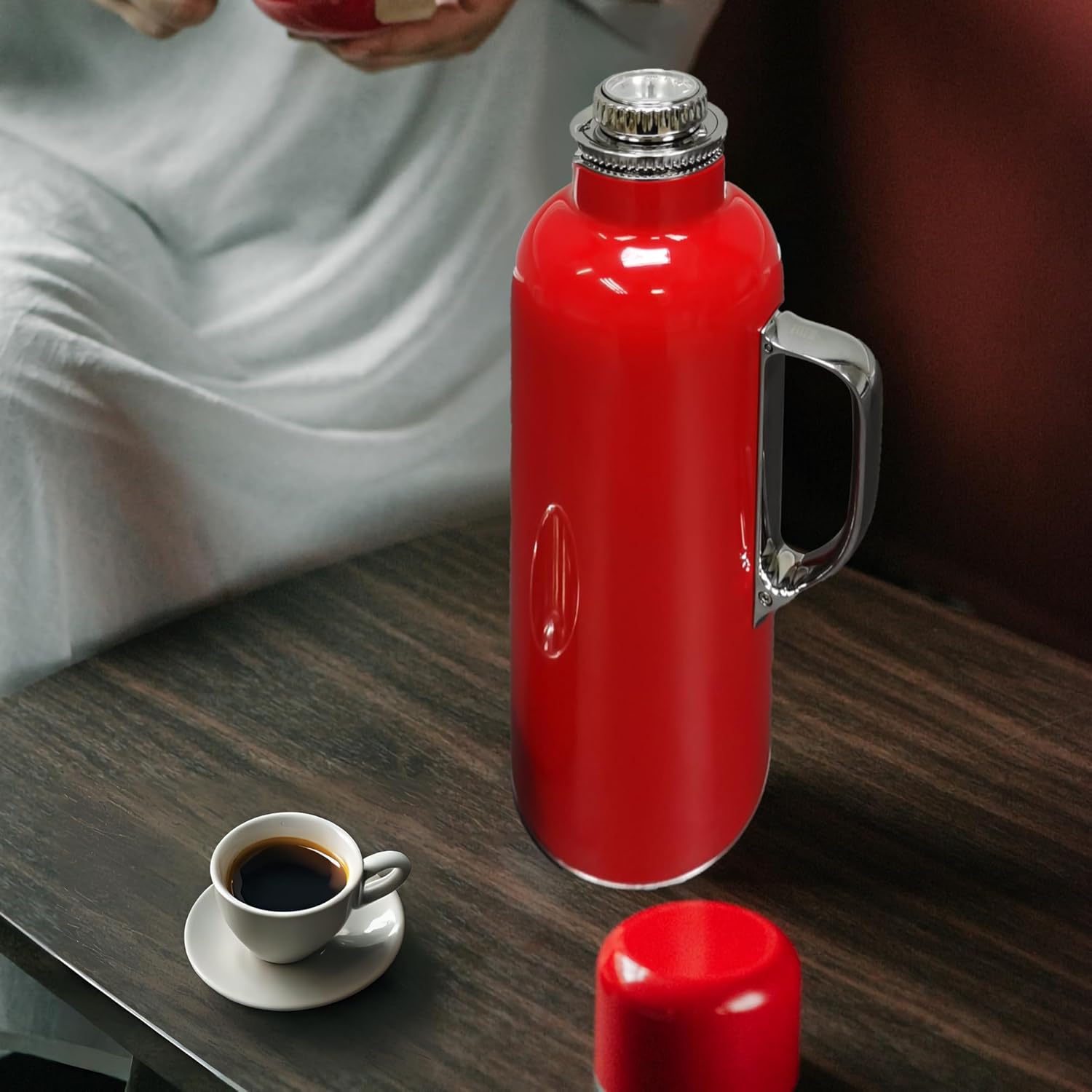 FixtureDisplays High-End Heirloom with Built-in Thermometer& Lid/Cup,Patented Switch,Tipple Coated Stainless Steel Vacuum Insulated Bottle - Keeps Beverages Hot or Cold for 24Hour,20 Oz 22102NEW-NPF