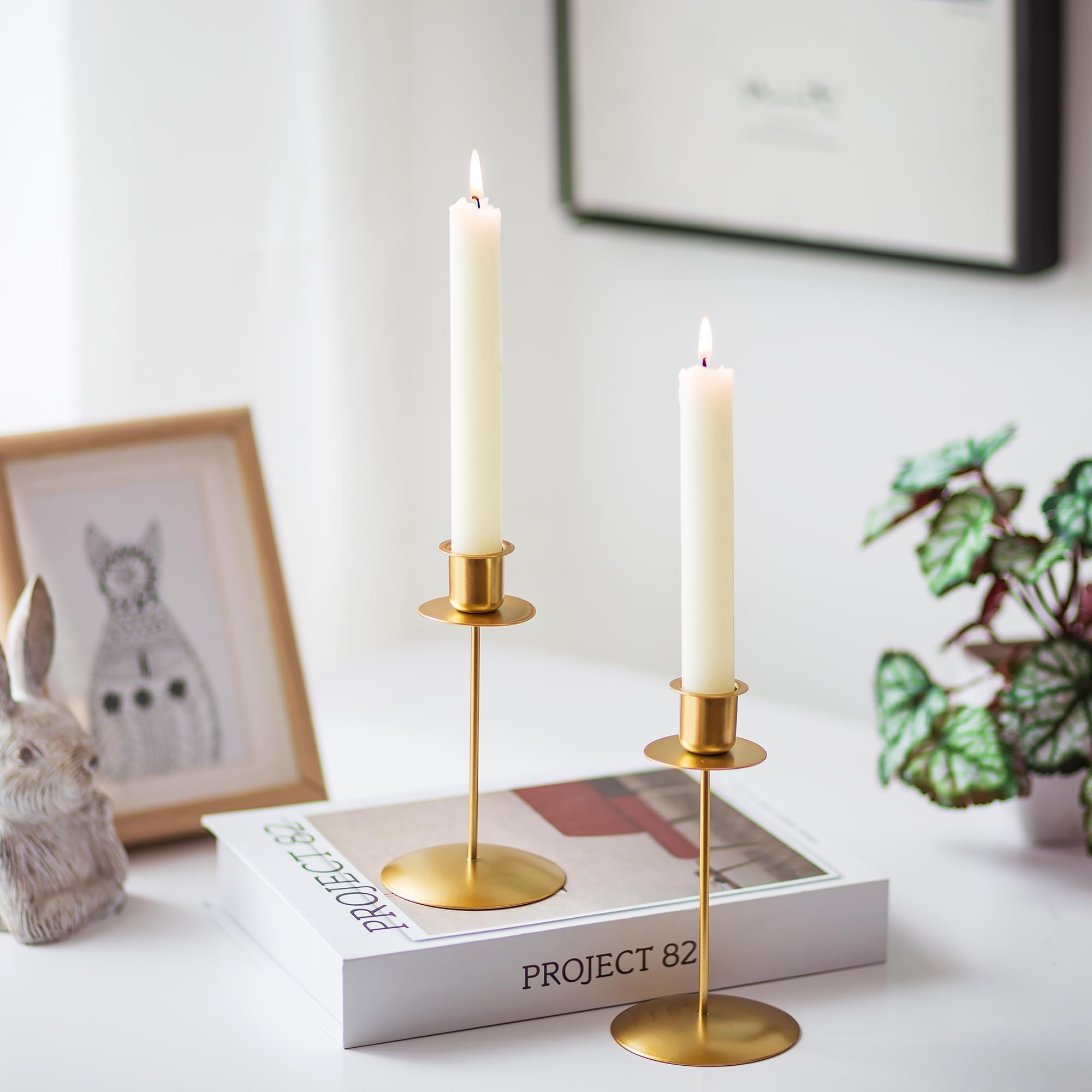 Romadedi Portacandele in oro per decorazione autunnale: set da 2 candelabri vintage per compleanno, decorazione da tavolo, matrimonio, Natale, soggiorno, festa, Natale, corona dell'Avvento