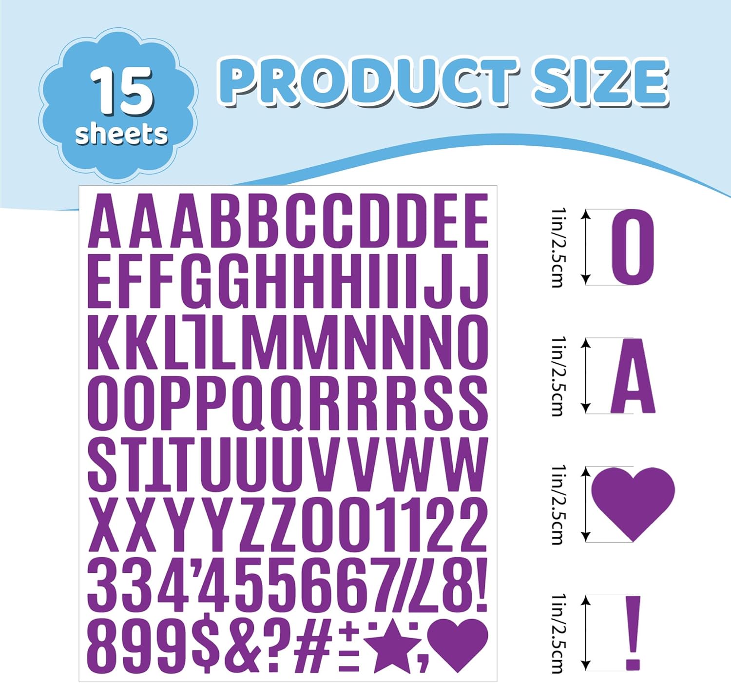 1470Pcs Letter Stickers Alphabet Stickers 15 Sheets Vinyl Small Mailbox Numbers 1 Inch Self Adhesive,Stick on Letters for Scrapbook Water Bottles Mailbox Cup Craft Sign Classroom Address Number Purple